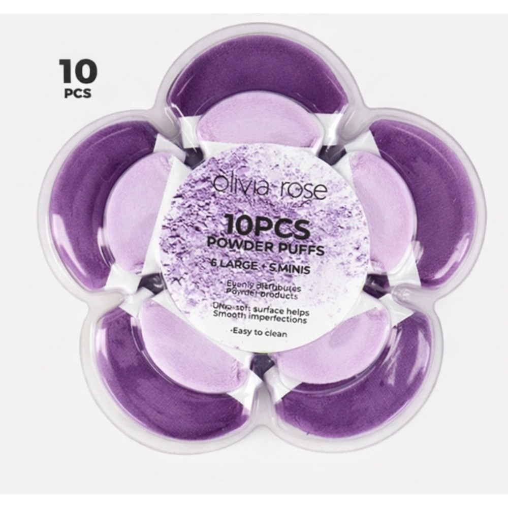 Olivia Rose 10PCS Powder Puffs Beauty Essentials in Purple